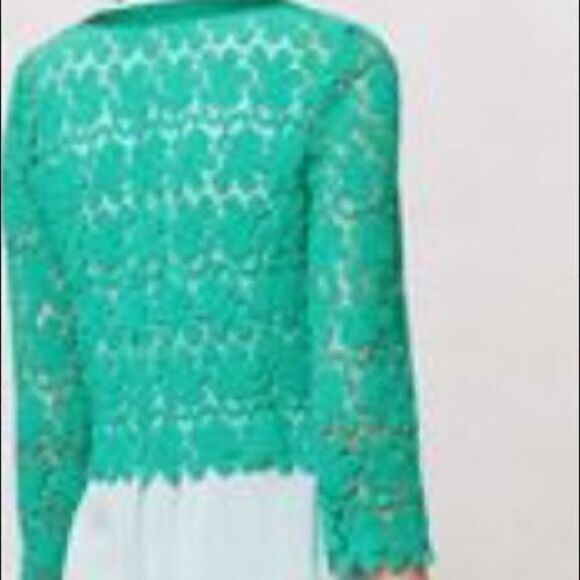 Anthropologie Elevenes Emerald Lace Jacket Medium - Picture 4 of 6